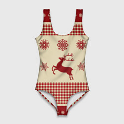 Купальник-боди 3D женский Олени, цвет: 3D-принт