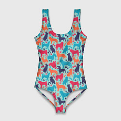 Купальник-боди 3D женский Собаковод разные породы собак, цвет: 3D-принт