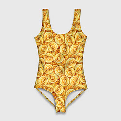 Купальник-боди 3D женский Золотые Биткоины, цвет: 3D-принт