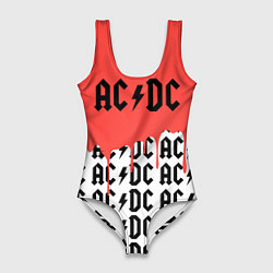 Купальник-боди 3D женский Ac dc rock, цвет: 3D-принт