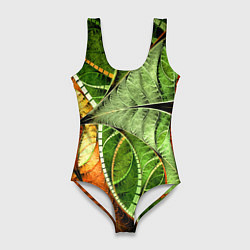 Женский купальник-боди Растительный абстрактный фрактальный паттерн Veget