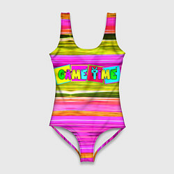 Купальник-боди 3D женский Game time Абстрактный полосатый узор, цвет: 3D-принт