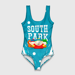Купальник-боди 3D женский Южный Парк - на голубом фоне, цвет: 3D-принт