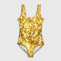 Купальник-боди 3D женский Абстрактное множество золотых огней - Яркожёлтый, цвет: 3D-принт