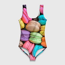 Купальник-боди 3D женский Цветные Макаруны, цвет: 3D-принт