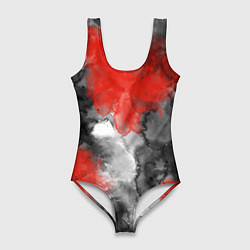 Купальник-боди 3D женский Черно-красная абстрактная текстура акварели, цвет: 3D-принт