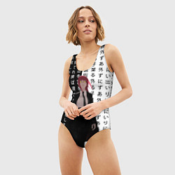 Купальник-боди 3D женский Макима - Иероглифы - Человек-бензопила, цвет: 3D-принт — фото 2