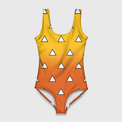 Купальник-боди 3D женский Оранжевое кимоно с треугольниками - Зеницу клинок, цвет: 3D-принт