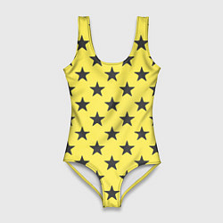 Женский купальник-боди Звездный фон желтый