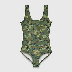 Купальник-боди 3D женский Милитари звезда мини, цвет: 3D-принт