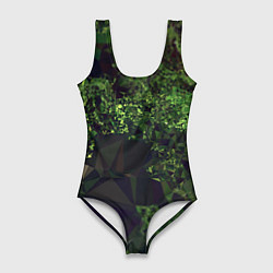 Женский купальник-боди Полигональные фоны зеленые