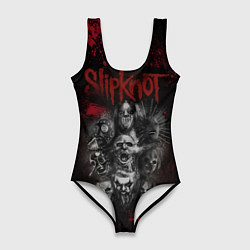 Купальник-боди 3D женский Slipknot dark red, цвет: 3D-принт