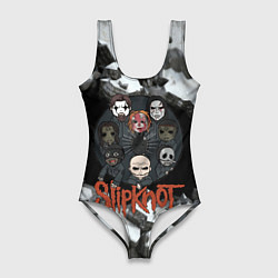 Купальник-боди 3D женский Slipknot объемные плиты black, цвет: 3D-принт