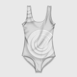 Купальник-боди 3D женский Серый фон и абстрактные белые объёмные окружности, цвет: 3D-принт