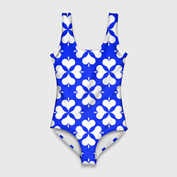 Женский купальник-боди Четырехлистный клевер синий