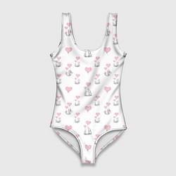 Купальник-боди 3D женский Зверушки, родительская любовь, цвет: 3D-принт