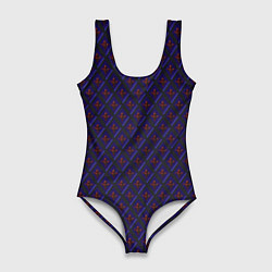 Женский купальник-боди Синие ромбы