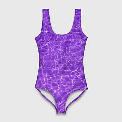 Купальник-боди 3D женский Абстрактные фиолетовые волны воды, цвет: 3D-принт
