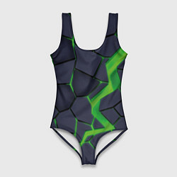 Купальник-боди 3D женский Зелёный неон, цвет: 3D-принт