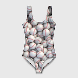 Купальник-боди 3D женский Бейсбольные мячи, цвет: 3D-принт