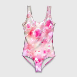 Женский купальник-боди Розовое множество красок и пузырей