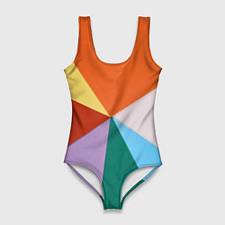 Женский купальник-боди Разноцветные пересекающиеся треугольники