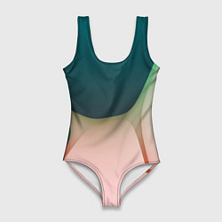 Женский купальник-боди Абстрактные зелёные и розовые пластины
