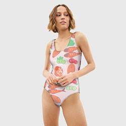 Купальник-боди 3D женский Красная рыба, цвет: 3D-принт — фото 2