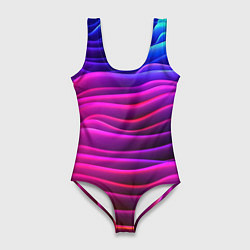 Купальник-боди 3D женский Сине-фиолетовый градиент, цвет: 3D-принт