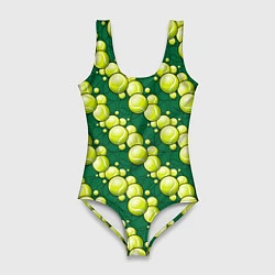 Купальник-боди 3D женский Большой теннис - мячики, цвет: 3D-принт