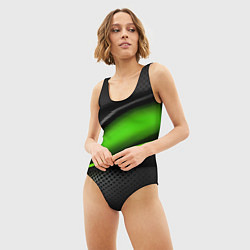 Купальник-боди 3D женский Зеленая объемная полосы, цвет: 3D-принт — фото 2