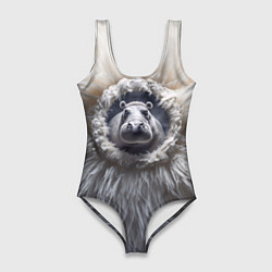 Купальник-боди 3D женский Брутальный бегемот, цвет: 3D-принт