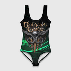 Купальник-боди 3D женский Baldurs Gate 3 dark green, цвет: 3D-принт
