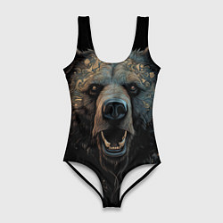 Купальник-боди 3D женский Мощный медведь, цвет: 3D-принт