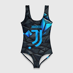 Купальник-боди 3D женский Blue logo Juventus, цвет: 3D-принт