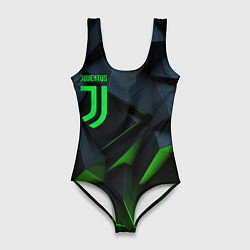 Купальник-боди 3D женский Juventus black green logo, цвет: 3D-принт