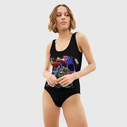 Купальник-боди 3D женский Гонки под рок-н-ролл, цвет: 3D-принт — фото 2