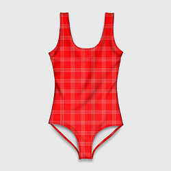 Женский купальник-боди Красный клетчатый паттерн