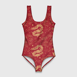 Женский купальник-боди The chinese dragon pattern
