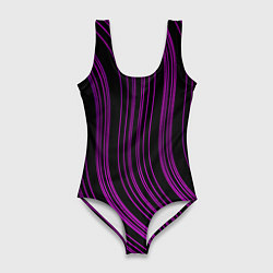 Женский купальник-боди Абстракция фиолетовые линии
