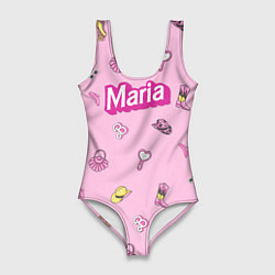 Женский купальник-боди Имя Мария в стиле барби - розовый паттерн аксессуа