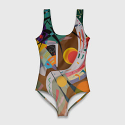 Купальник-боди 3D женский Искусство Кандинского - Доминирующая кривая, цвет: 3D-принт