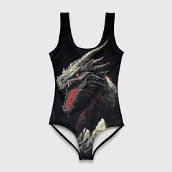 Купальник-боди 3D женский Дракон морозных узоров, цвет: 3D-принт