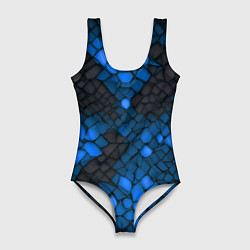 Купальник-боди 3D женский Синий трескающийся камень, цвет: 3D-принт