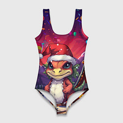 Купальник-боди 3D женский Маленький новогодний милый дракон 2024, цвет: 3D-принт
