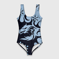 Женский купальник-боди Дракон со снежинками