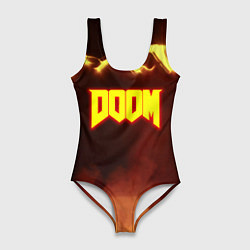 Купальник-боди 3D женский Doom storm огненное лого, цвет: 3D-принт
