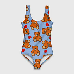 Женский купальник-боди Игрушки мишки и сердца