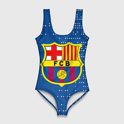 Купальник-боди 3D женский Футбольный клуб Барселона - логотип крупный, цвет: 3D-принт