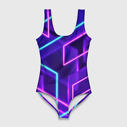 Купальник-боди 3D женский Neon Geometric, цвет: 3D-принт